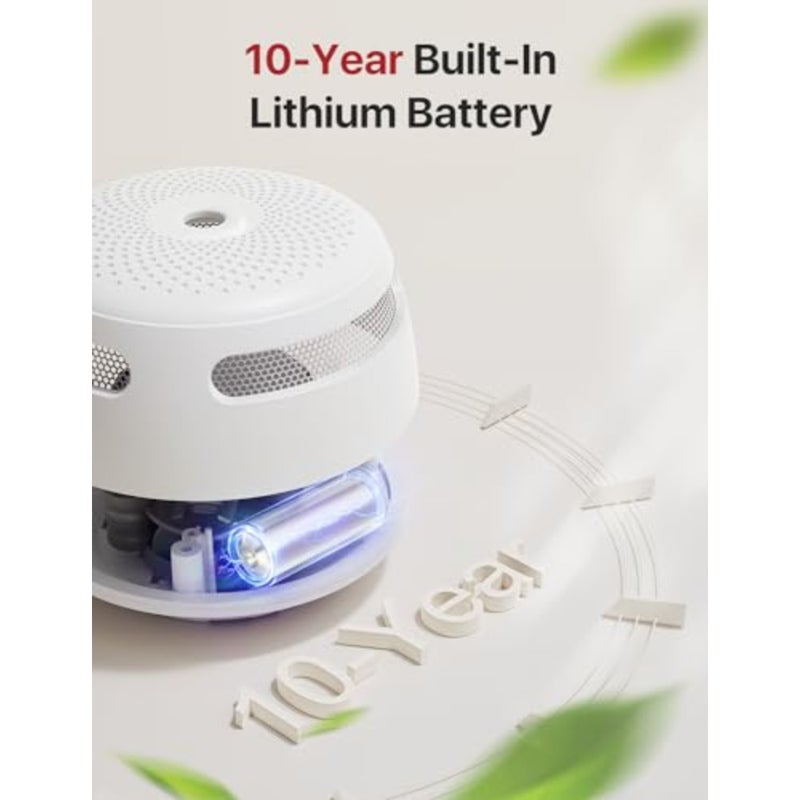 Mini Smoke Detector, Photoelectric Smoke Fire Alarm with LED Indicator, Silence Button and 10-Year Battery, XS01, 1PCS - Image 4