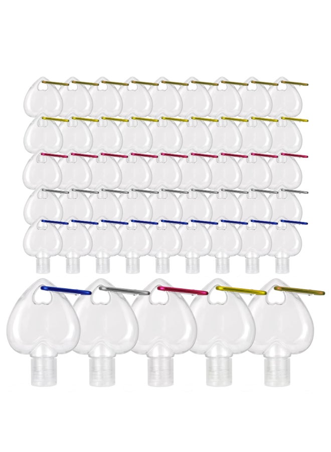 Besitek 50 PCS Heart Shaped Plastic Clear Travel Bottles with Keychain Hand Sanitizer Holder Leakproof Refillable Empty Bottles Portable Squeeze Containers with Flip Cap for Liquid Toiletries50ml17oz - Image 2