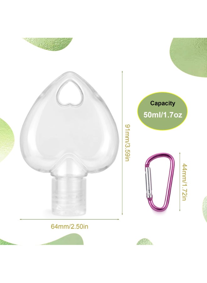 Besitek 50 PCS Heart Shaped Plastic Clear Travel Bottles with Keychain Hand Sanitizer Holder Leakproof Refillable Empty Bottles Portable Squeeze Containers with Flip Cap for Liquid Toiletries50ml17oz - Image 4