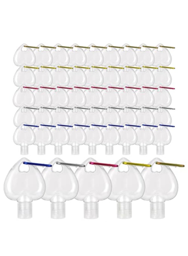Besitek 50 PCS Heart Shaped Plastic Clear Travel Bottles with Keychain Hand Sanitizer Holder Leakproof Refillable Empty Bottles Portable Squeeze Containers with Flip Cap for Liquid Toiletries50ml17oz - Image 1