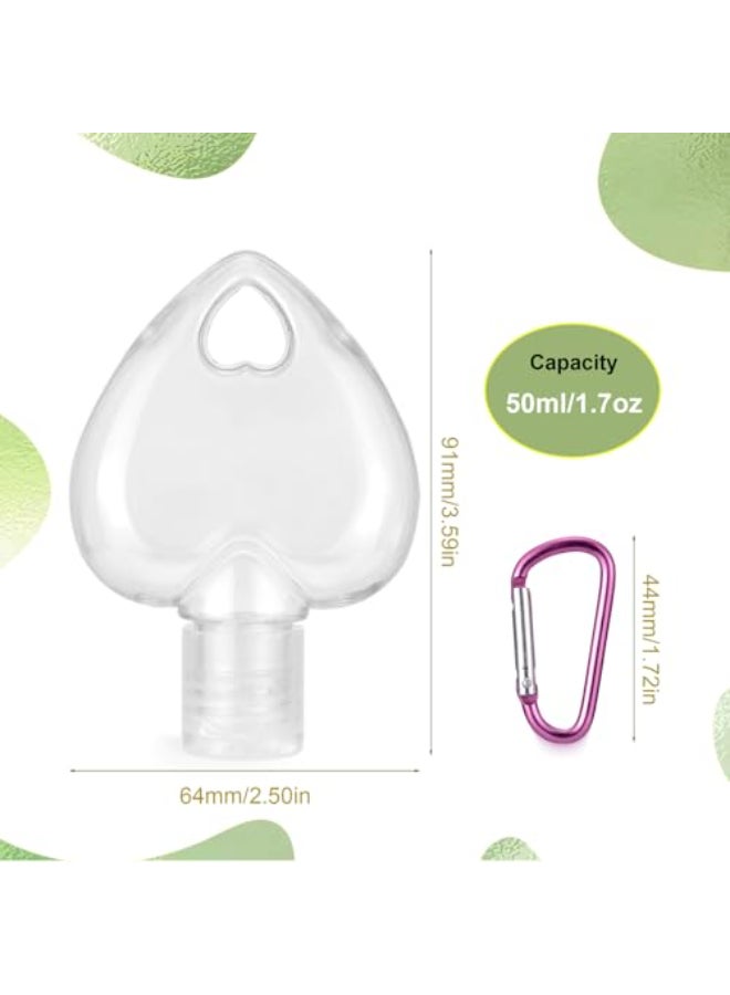 Besitek 50 PCS Heart Shaped Plastic Clear Travel Bottles with Keychain Hand Sanitizer Holder Leakproof Refillable Empty Bottles Portable Squeeze Containers with Flip Cap for Liquid Toiletries50ml17oz - Image 3