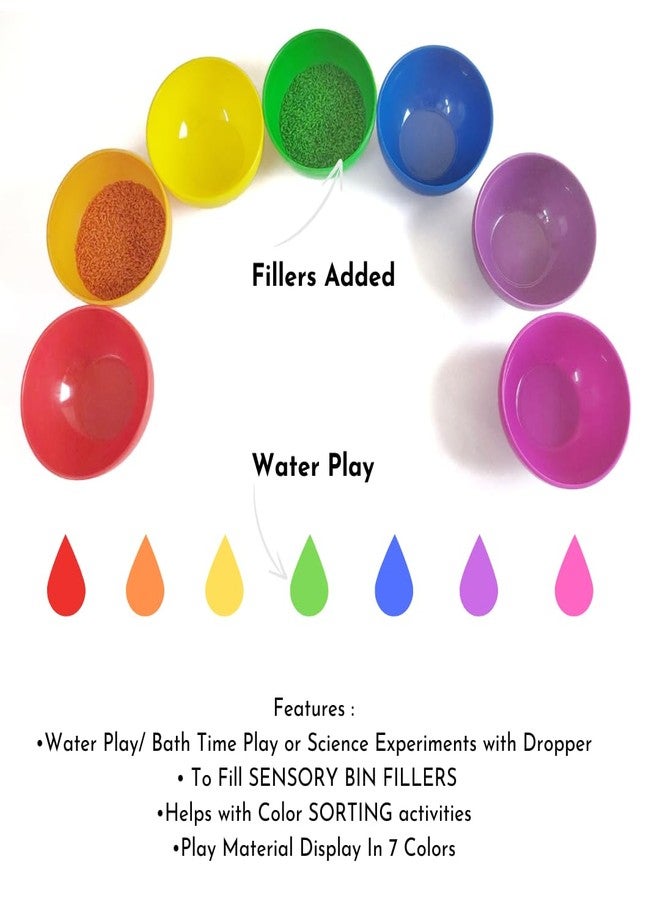 NISH 7-Color BPA-Free Food Grade Bowls with Dropper | Color Sorting & Learning Sensory Toys & Rainbow Toys for Kids | Sensory Bins for Toddlers, Sensory Play, Water Play (2+ Years) - Image 3