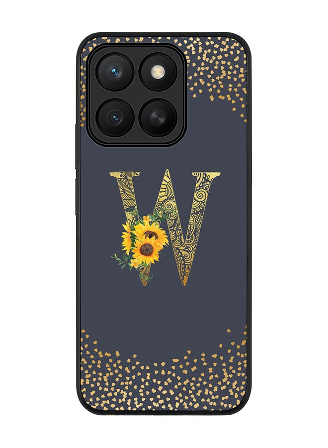 Stylizedd For Honor X8c Case,Slim fit Camera Protection, Shockproof Thin Phone cover  - Custom Floral Monogram - W  (Grey )