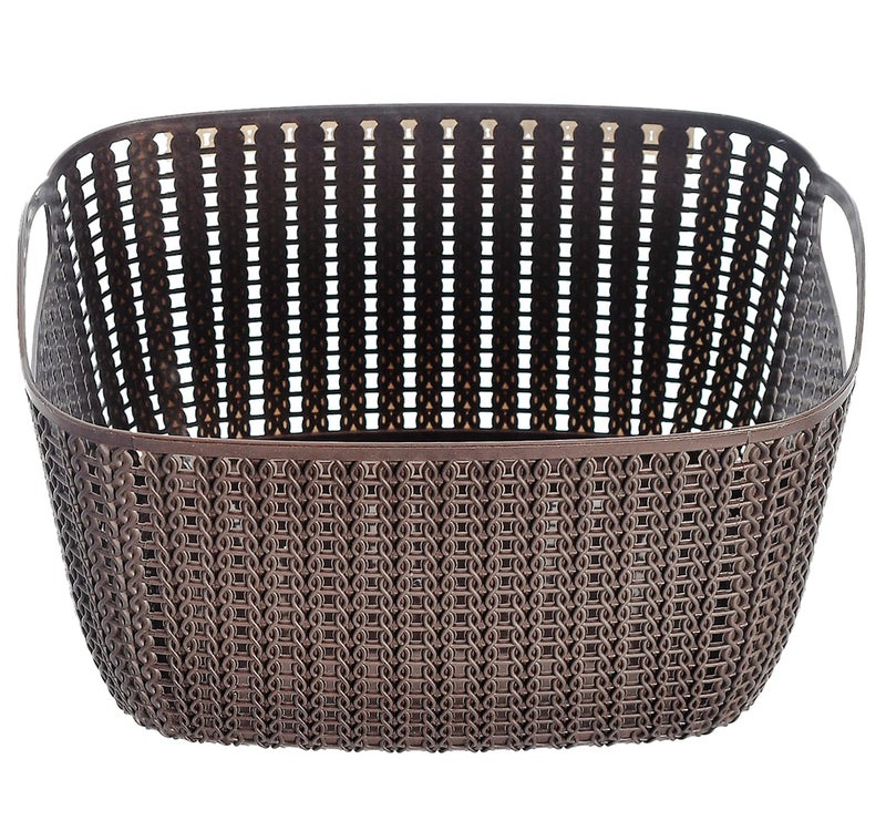 Kuber Industries Kuber Industries Multipurposes Large & Small M 30-25 Plastic Basket, Organizer For Kitchen, Countertops, Cabinets, Bathroom With Lids- Set of 2 (Brown) -46KM054  - Image 3