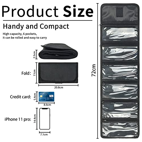 VOCHIC Money Wallet, Money Organizer for Cash with 6 Zippered Pocket Multipack Money Pouch, Cash Bill Organizer, Money Bag Small Travel Money Holder for Budgeting, Receipt and Tips (Black) - Image 3