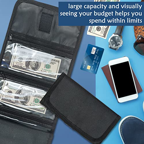 VOCHIC Money Wallet, Money Organizer for Cash with 6 Zippered Pocket Multipack Money Pouch, Cash Bill Organizer, Money Bag Small Travel Money Holder for Budgeting, Receipt and Tips (Black) - Image 2