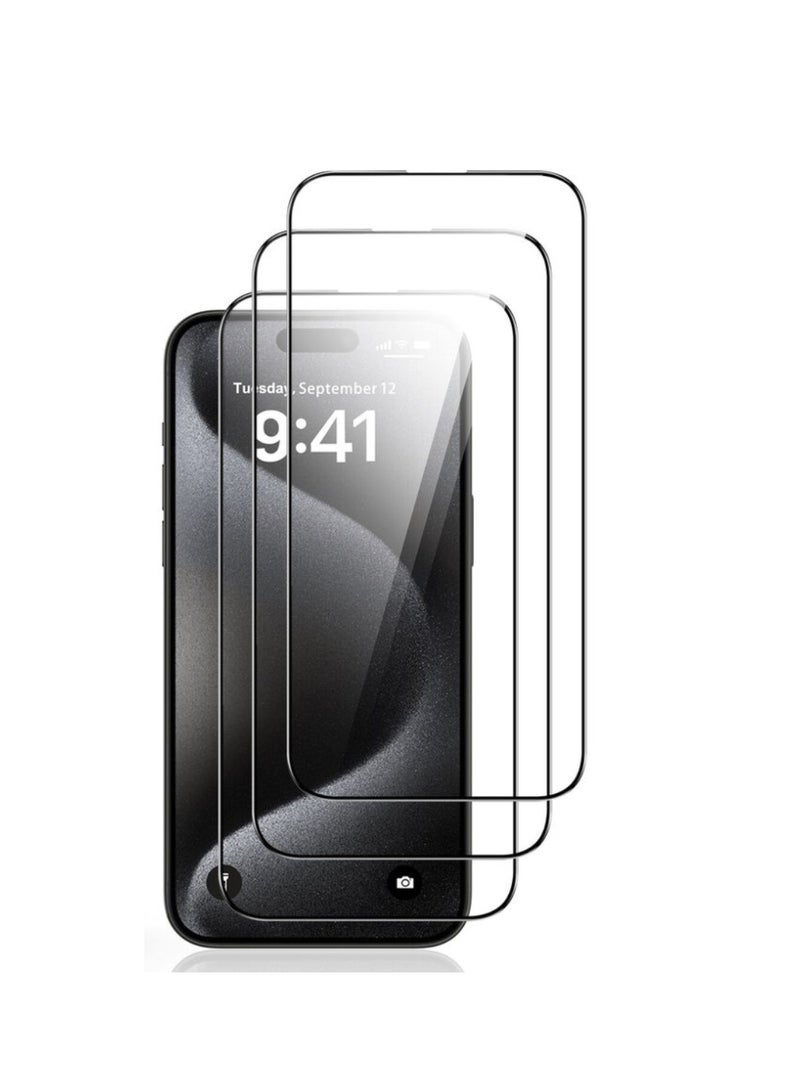 DIGI CORE iPhone 15 Plus Screen Protector 3 Pack 6.7 Inch 2.5D Curved Edges With iPhone 15 Plus Camera Lens Protector And Anti-Scratch iPhone Back PVC Clear Sheet Set (Yellow, iPhone 15 Plus) - Image 3