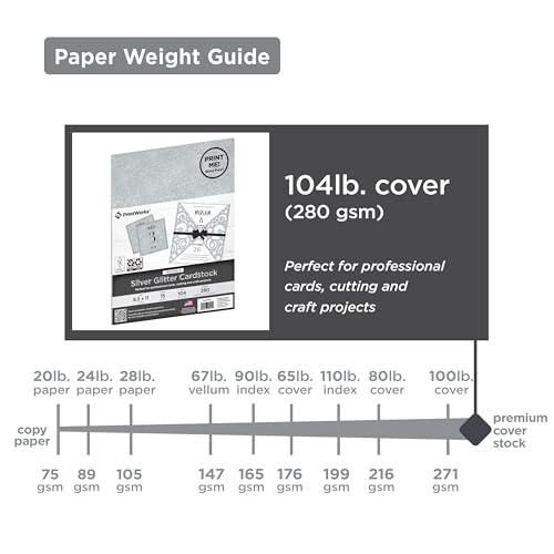 PrintWorks No-Shed Printable Silver Glitter Cardstock 8.5" x 11" - 15 Sheets - 104 lb/280 gsm Silver Glitter Paper - Sparkly Paper for School & Craft Projects - FSC® Certified (00515) - Image 3