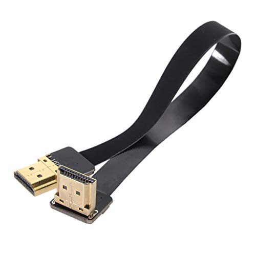 Cablecc CYFPV FPV HDMI Male to Up Angled 90D HDMI Male HDTV FPC Flat Cable for FPV HDTV Multicopter Aerial Photography (20cm) - Image 1