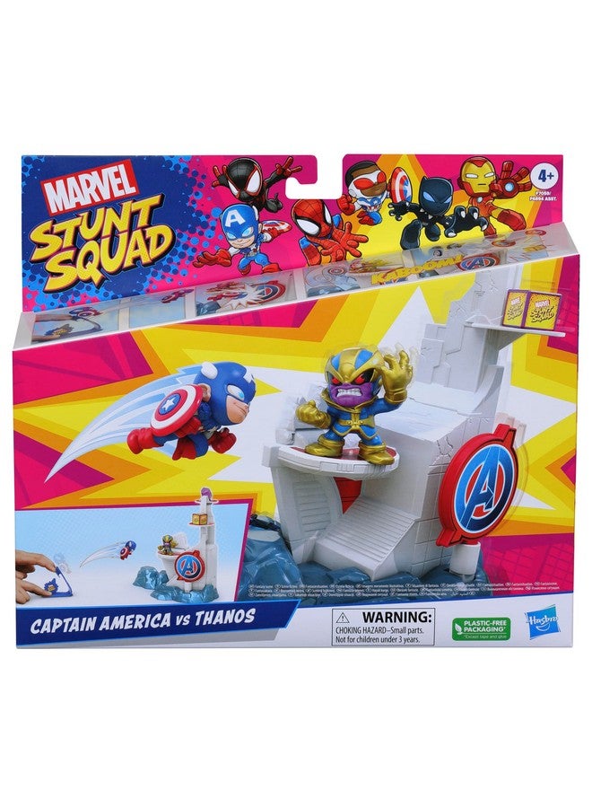 Marvel Stunt Squad Tower Smash Playset, Captain America vs. Thanos, 1.5-Inch Super Hero Action Figures, Marvel Toys for Kids Ages 4 and Up - Image 2