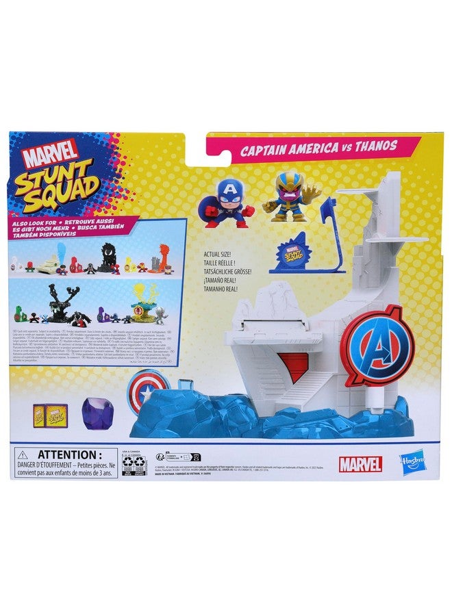 Marvel Stunt Squad Tower Smash Playset, Captain America vs. Thanos, 1.5-Inch Super Hero Action Figures, Marvel Toys for Kids Ages 4 and Up - Image 3
