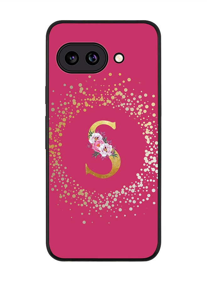 Stylizedd For Google Pixel 9a Case,Slim fit Camera Protection, Shockproof Thin Phone cover  - Custom Monogram Floral - S ( Deep Pink )