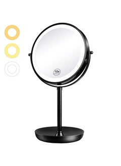 KEDSUM Rechargeable 1X/10X Magnifying Mirror with Light, 8" Lighted Makeup Mirror Double Sided Magnifying Vanity Mirror with 3 Color Lights, Brightness Adjustable, Cosmetic Mirror with Storage Tray  - Image 1