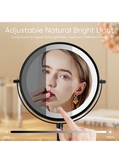KEDSUM Rechargeable 1X/10X Magnifying Mirror with Light, 8" Lighted Makeup Mirror Double Sided Magnifying Vanity Mirror with 3 Color Lights, Brightness Adjustable, Cosmetic Mirror with Storage Tray  - Image 3