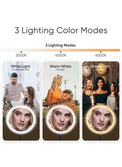 KEDSUM Rechargeable 1X/10X Magnifying Mirror with Light, 8" Lighted Makeup Mirror Double Sided Magnifying Vanity Mirror with 3 Color Lights, Brightness Adjustable, Cosmetic Mirror with Storage Tray  - Image 2