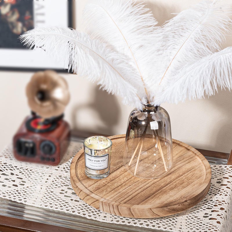zoocatia Wood Lazy Susan Organizer Kitchen Turntable for Cabinet Farmhouse Bathroom Decor Round Decorative Tray for Vanity, Counter, Sink, Coffee Table, 10 Inch, Brown - Image 2