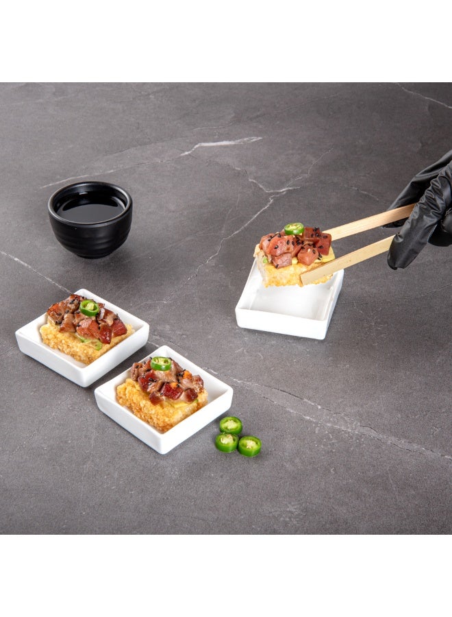 Restaurantware أطباق صغيرة بحجم 2.5 بوصة، 10 أطباق صلصة مربعة آمنة للاستخدام في الفرن - آمنة للاستخدام في الميكروويف، لتقديم المقبلات، الحلويات، أو التوابل، أطباق تذوق من البورسلين الأبيض، للعينات أو الحصص الفردية - Image 5