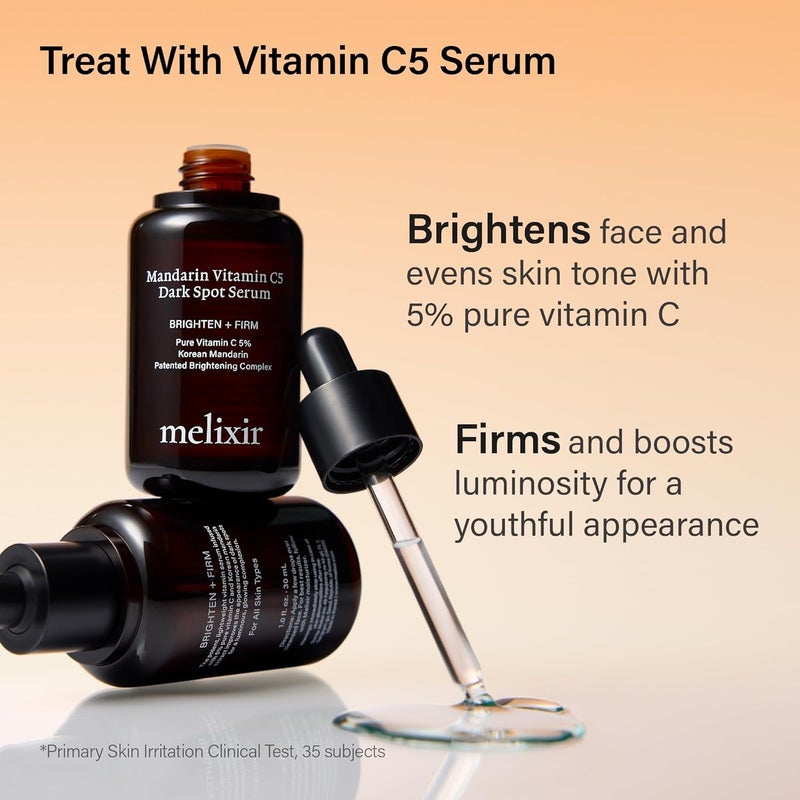 Melixir Mandarin Vitamin C5 Serum Enhances Radiance with 5 Ascorbic Acid Centella Asiatica For Uneven Tone Texture Lightweight AntiAging Daily Serum Korean Skincare 10 floz30ml - Image 3