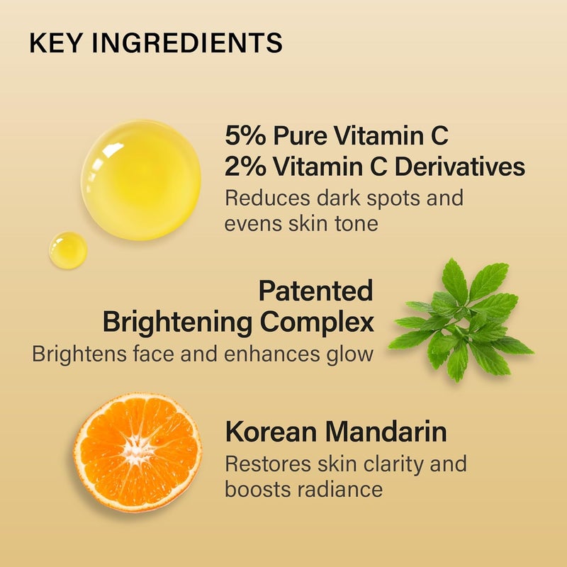 Melixir Mandarin Vitamin C5 Serum Enhances Radiance with 5 Ascorbic Acid Centella Asiatica For Uneven Tone Texture Lightweight AntiAging Daily Serum Korean Skincare 10 floz30ml - Image 4