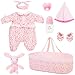 18INDC 8 Pcs Baby Doll Clothes Accessories Set with Bassinet for 17 22 Reborn Dolls - Image 3