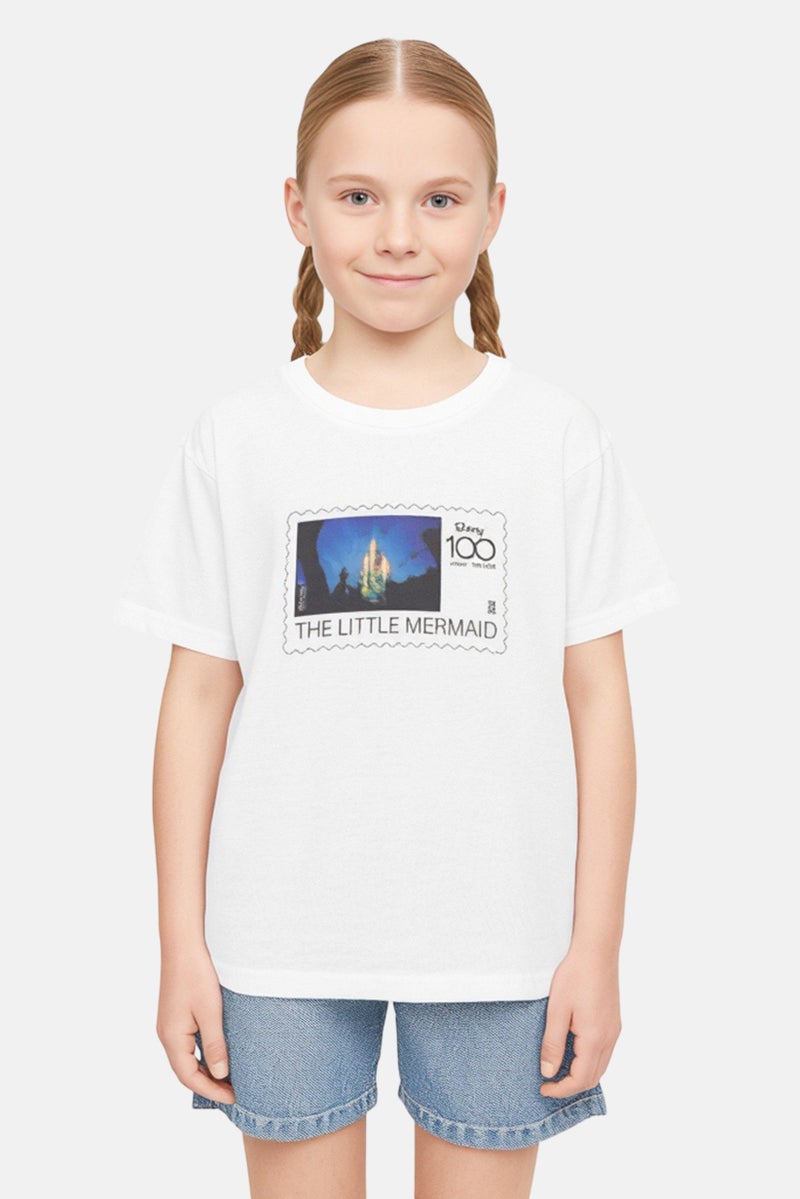 Zivame x Disney Kids Girl Graphic Print Short Sleeve Sleepwear Top, White - Image 1