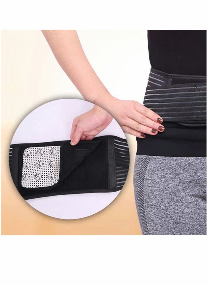 Generic Adjustable Waist Belt Self Heating Waist Back Support Belt with Detachable Magnet Plate Adjustable Therapy Lumbar Brace for Pain Relief for Women and Men Size XL (Black)  - Image 4