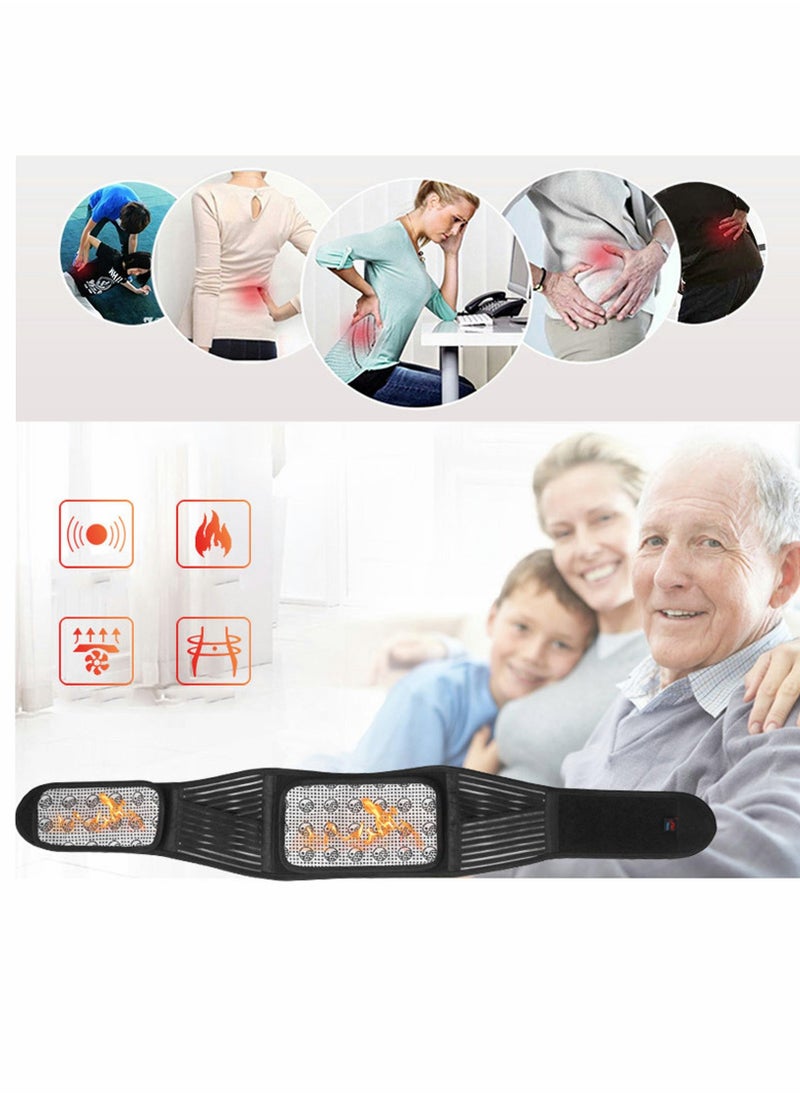 Generic Adjustable Waist Belt Self Heating Waist Back Support Belt with Detachable Magnet Plate Adjustable Therapy Lumbar Brace for Pain Relief for Women and Men Size XL (Black)  - Image 5