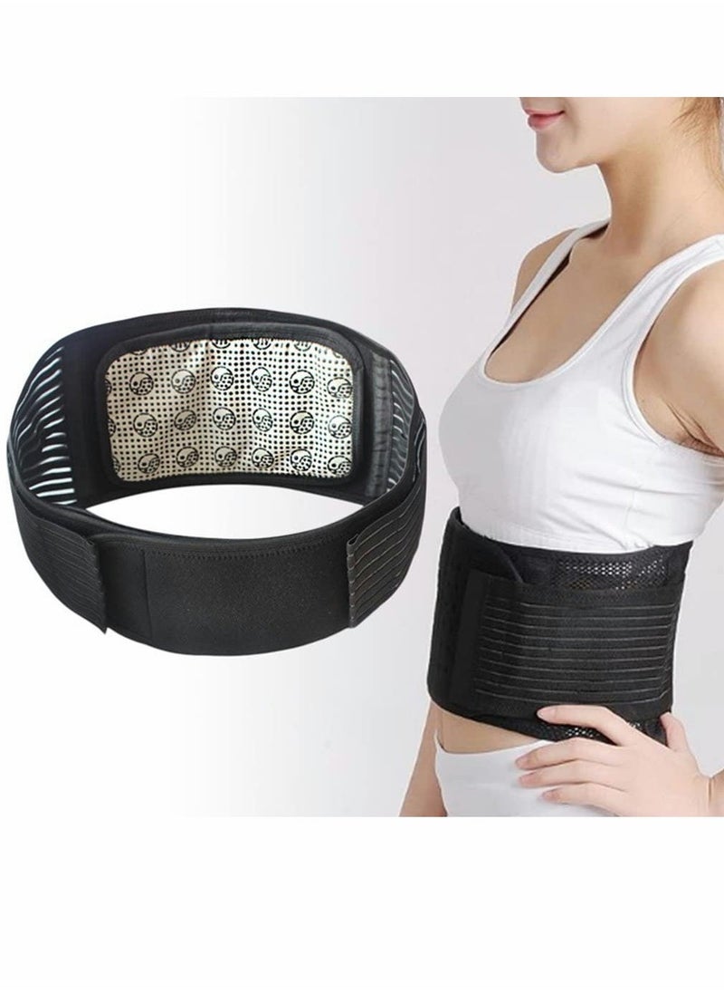Generic Adjustable Waist Belt Self Heating Waist Back Support Belt with Detachable Magnet Plate Adjustable Therapy Lumbar Brace for Pain Relief for Women and Men Size XL (Black)  - Image 1