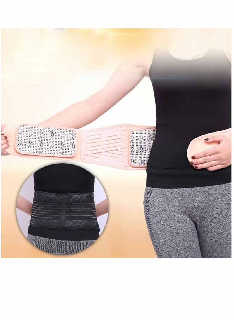 Generic Adjustable Waist Belt Self Heating Waist Back Support Belt with Detachable Magnet Plate Adjustable Therapy Lumbar Brace for Pain Relief for Women and Men Size XL (Black)  - Image 2