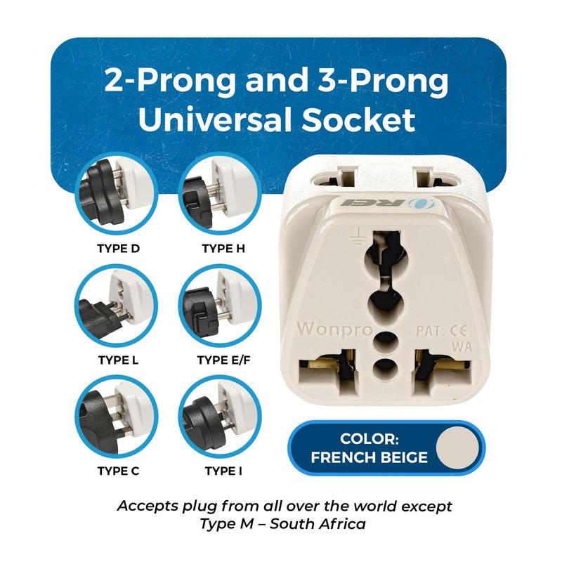 OREI OREI USA India Converter Plug USA China More UK to India Adapter Plug Type D India Adapter 2 in 1 Canada to India Converter Plug CE RoHS Beige 4 Pack 5 Years Warranty  - Image 3
