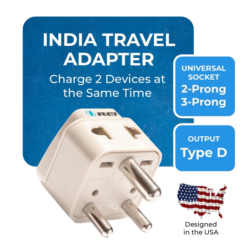 OREI OREI USA India Converter Plug USA China More UK to India Adapter Plug Type D India Adapter 2 in 1 Canada to India Converter Plug CE RoHS Beige 4 Pack 5 Years Warranty  - Image 2