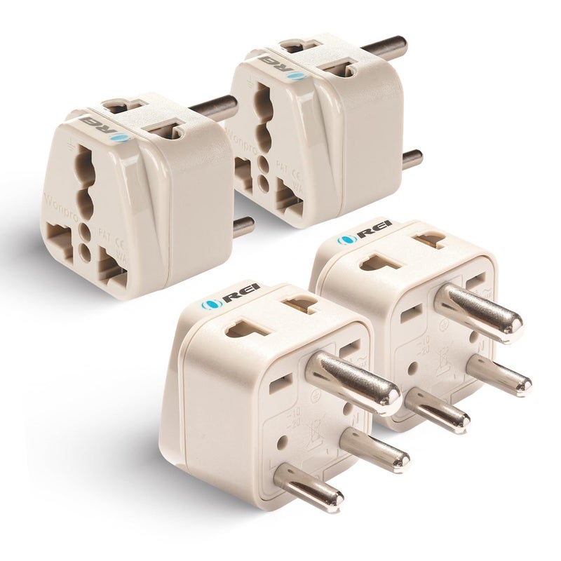 OREI OREI USA India Converter Plug USA China More UK to India Adapter Plug Type D India Adapter 2 in 1 Canada to India Converter Plug CE RoHS Beige 4 Pack 5 Years Warranty  - Image 1