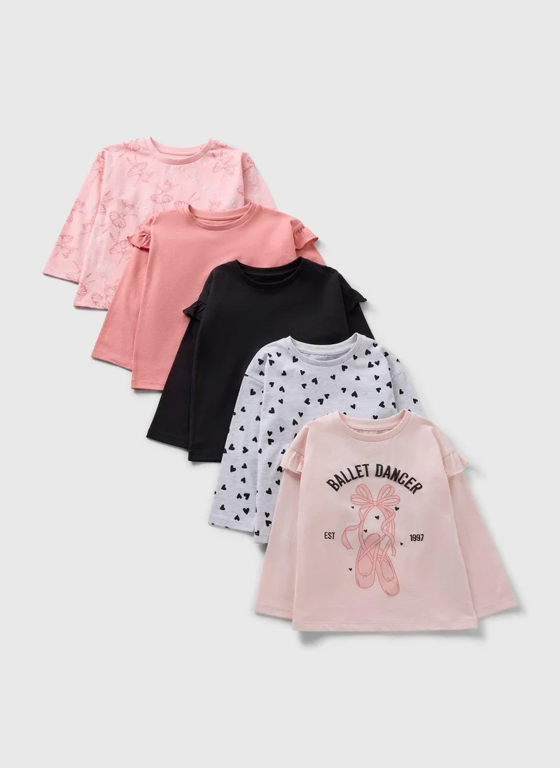 Matalan 5 Pack Girls Pink Ballerina Tops