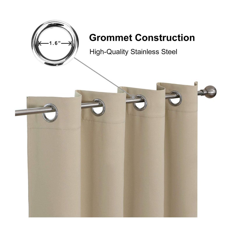 CUCRAF Beige Blackout Curtains 84 inch Length 2 Panels Set  Room Darkening Curtains & Drapes for Living Room Bedroom  Thermal Insulated Light Blocking Grommet Window Curtain (W52 x L84 Inch) - Image 3