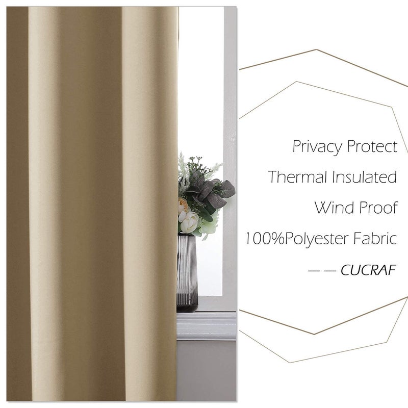 CUCRAF Beige Blackout Curtains 84 inch Length 2 Panels Set  Room Darkening Curtains & Drapes for Living Room Bedroom  Thermal Insulated Light Blocking Grommet Window Curtain (W52 x L84 Inch) - Image 4