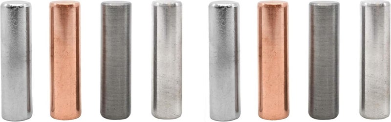 EISCO 4pc Metal Cylinder Set - Aluminum, Zinc, Copper & Steel - 1.5" x 0.4" - for Density Investigation, Specific Gravity & Specific Heat Experiments (Pack of 2) - Image 1