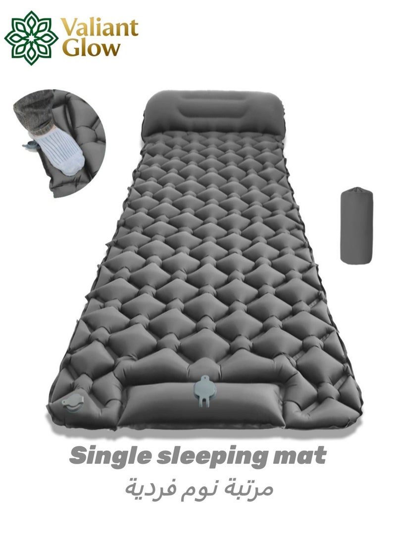 Valiant Glow Refuge sleeping mat|Single Camping Sleeping Mat | Ultralight camping mat | With pillow | Built-in foot pump | Inflatable sleeping mat |camping bed、camping mattress、camping mat、sleeping pad| Lightweight and portable | Suitable for camping | Backpacking | Hiking | Tent camping. - Image 1