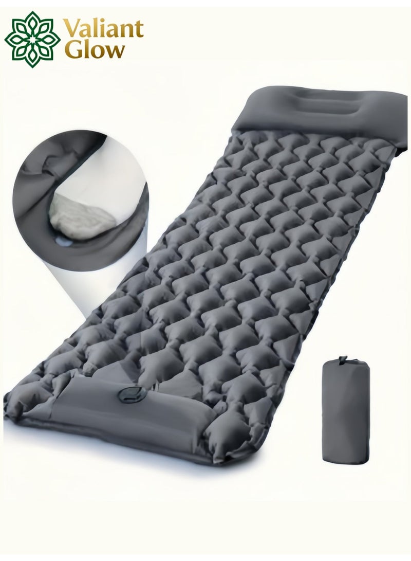 Valiant Glow Refuge sleeping mat|Single Camping Sleeping Mat | Ultralight camping mat | With pillow | Built-in foot pump | Inflatable sleeping mat |camping bed、camping mattress、camping mat、sleeping pad| Lightweight and portable | Suitable for camping | Backpacking | Hiking | Tent camping. - Image 2