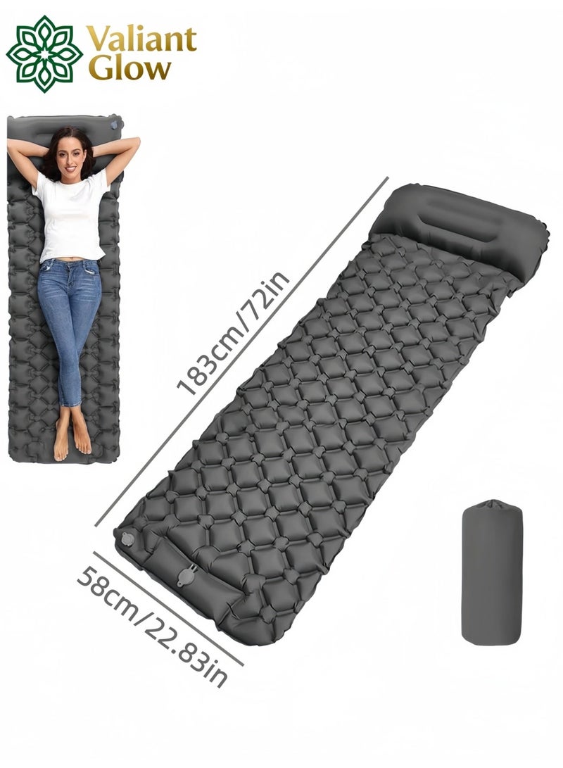 Valiant Glow Refuge sleeping mat|Single Camping Sleeping Mat | Ultralight camping mat | With pillow | Built-in foot pump | Inflatable sleeping mat |camping bed、camping mattress、camping mat、sleeping pad| Lightweight and portable | Suitable for camping | Backpacking | Hiking | Tent camping. - Image 3