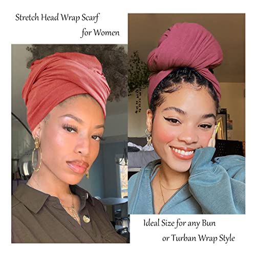 Kachanaa Stretch Head Scarfs Headbands for Muslim Soft Breathable Head Wraps Turbans Long Hair Hijab Scarves for Women(Dark Pink) - Image 2