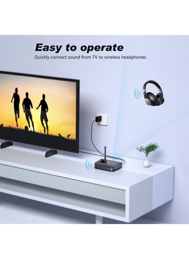 ZIOCOM - Bluetooth Transmitter for TV, Bluetooth 5.0 Audio Transmitter, 30M Long Range, aptX Low Latency, Dual Connection, Wireless Audio Adapter for TV, PC, CD Player - Image 1