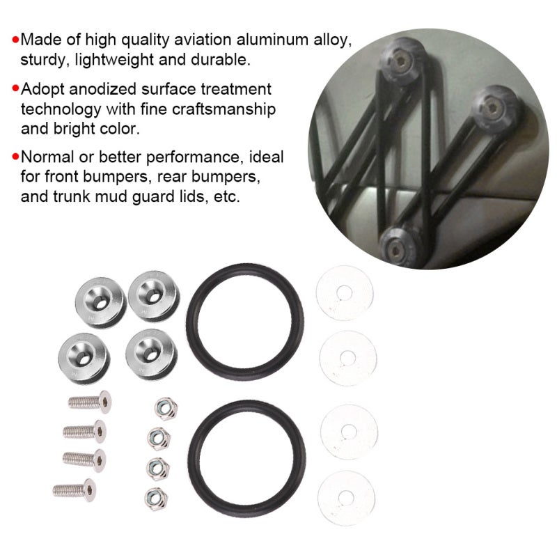Colorful Quick Release Fasteners Titanium Color Aviation Aluminum Alloy Rubber Rings Kit - Anodized Surface Treatment Car Bumper Fasteners for Front Rear Bumpers Trunk Mud Guard Engine Bay - Image 3