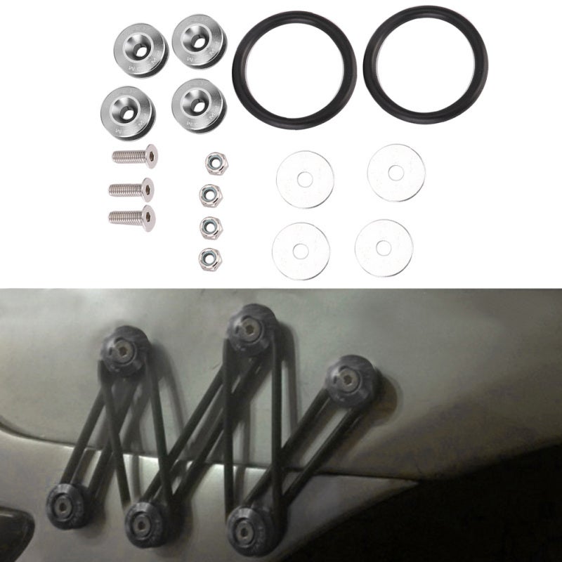 Colorful Quick Release Fasteners Titanium Color Aviation Aluminum Alloy Rubber Rings Kit - Anodized Surface Treatment Car Bumper Fasteners for Front Rear Bumpers Trunk Mud Guard Engine Bay - Image 5