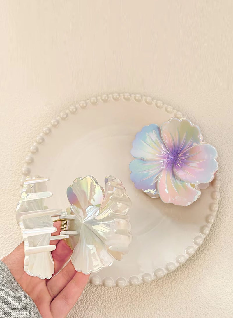 Lelet 6 Pack Neon Flower Hair Clips for Women & Girls, Large Flower Claw Clips for Thick & Thin Hair, Strong Hold Non-slip, Cute Beach & Holiday Hair Accessories - Image 2