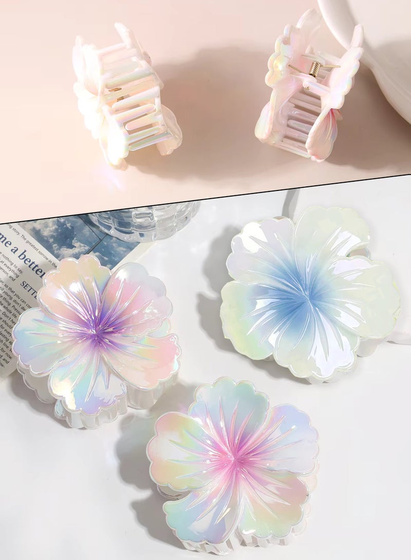 Lelet 6 Pack Neon Flower Hair Clips for Women & Girls, Large Flower Claw Clips for Thick & Thin Hair, Strong Hold Non-slip, Cute Beach & Holiday Hair Accessories - Image 3