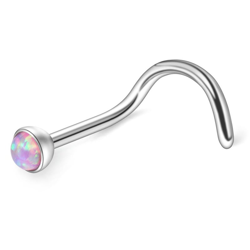 Ruifan 4PCS 18G 316L Surgical Steel 2.5mm Jeweled Mix Color Opal Nose Screw Studs Rings Pin Piercing Jewelry - Image 5