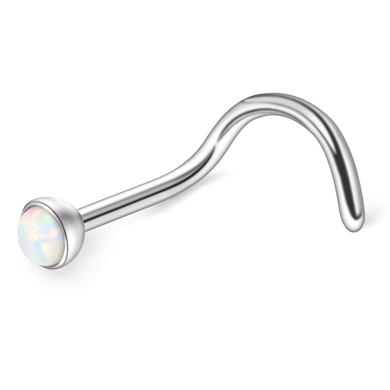 Ruifan 4PCS 18G 316L Surgical Steel 2.5mm Jeweled Mix Color Opal Nose Screw Studs Rings Pin Piercing Jewelry - Image 4