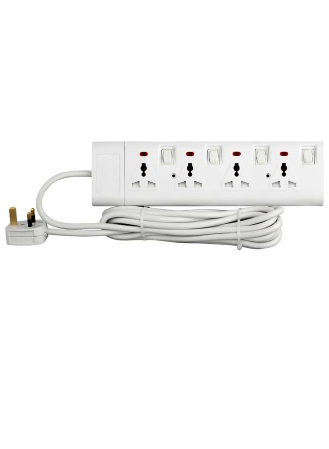 Terminator مقبس تمديد طاقة عالمي 4 طرق من تيرميناتور مع مفاتيح فردية، مؤشرات وكابل 3م معتمد من ESMA (TPB 724-3M) - Image 2