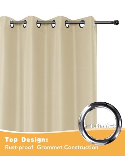 HolidayIdeas Extra Wide Outdoor Curtains for Patio Waterproof, 4 Panels - 110 x 84 Inch - Privacy & Light Filtering Curtains Cream Grommet Outside Curtains for Porch, Gazebo, Pergola, Backyard - Image 4