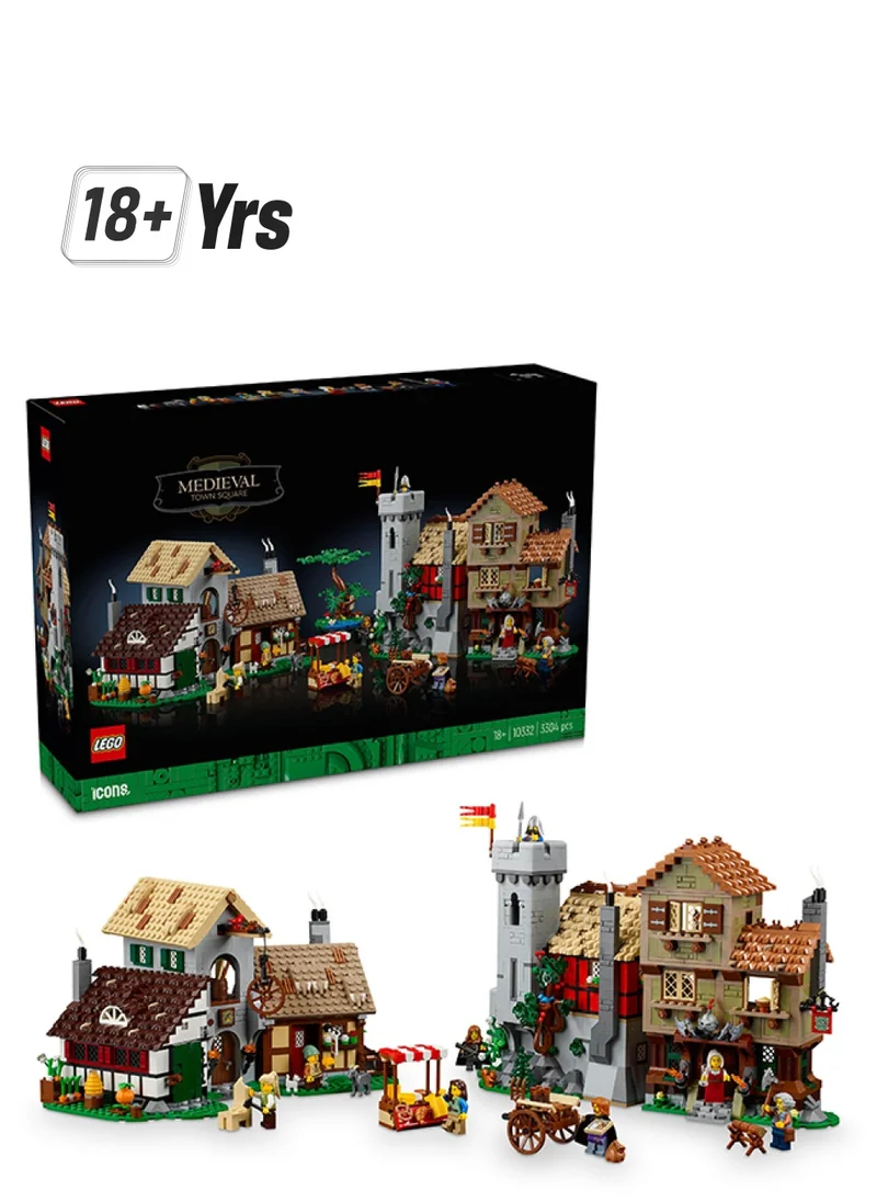 ليغو 10332 Icons Medieval Town Square, Building Set For History-Lovers, Village Of Felsa Model, Home Office Decor, Creative Gift Idea, Classic Kit Reimagined, Includes 8 Minifigures (3304 Pieces)